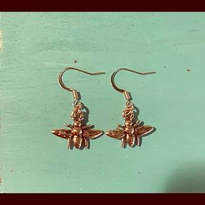 Silver honey bee earrings